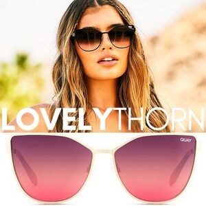 QUAY // ltd ed retro-mod cateyes mirrored purple pink fade lens gold frame